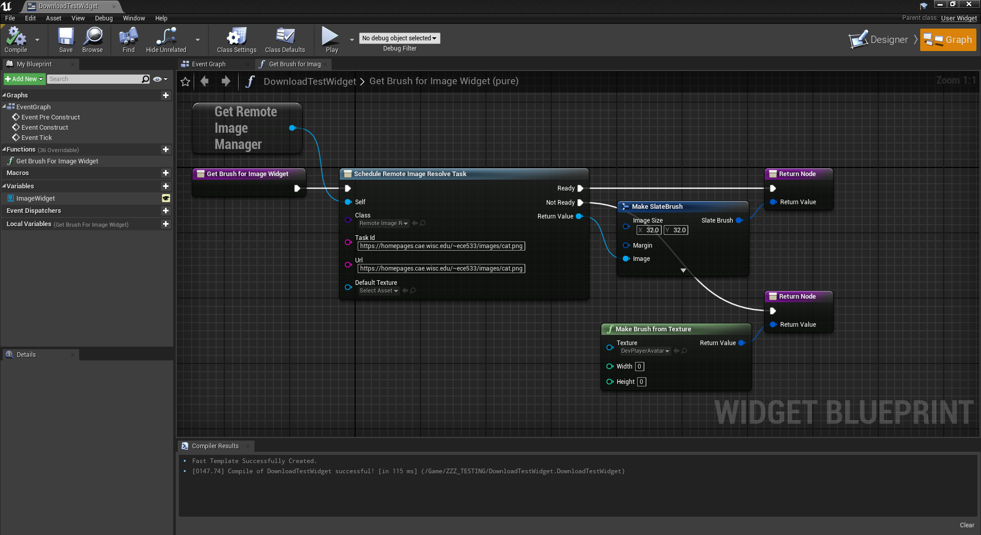 Example of using the schedule blueprint node