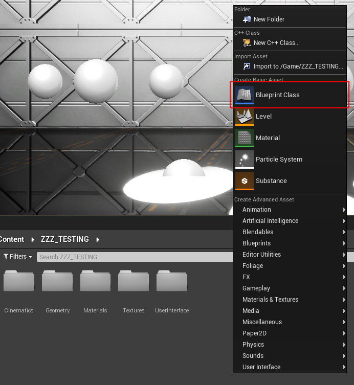 Select Basic Asset 🡒 Blueprint Class